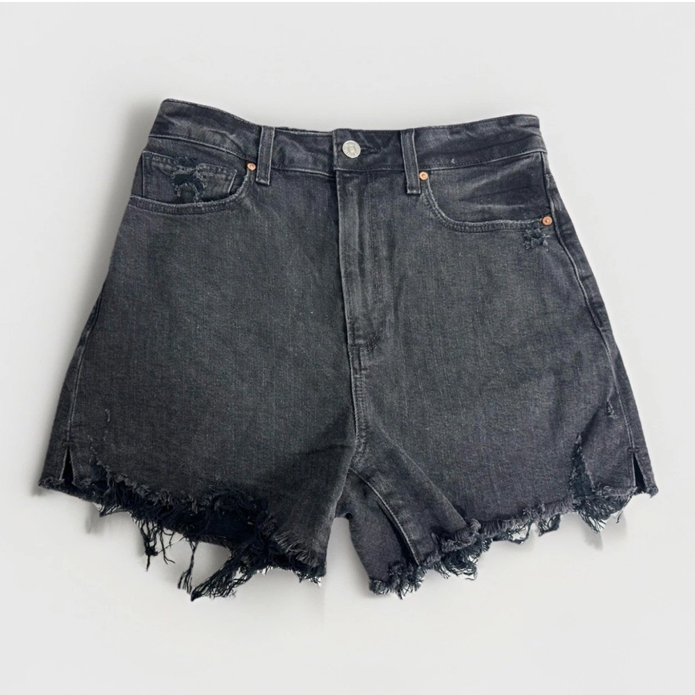 High-Waisted Black Denim Cutoff Shorts